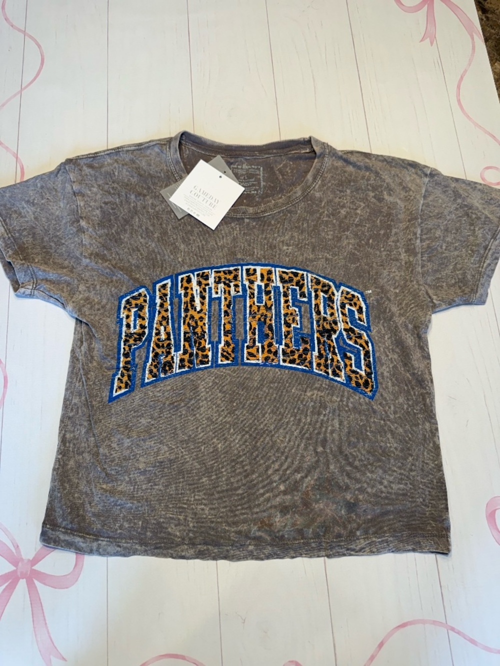 NWT Gameday Couture Carolina Panthers Leopard T-shirt Size L